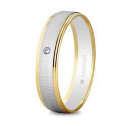 Alianza oro bicolor con diamante