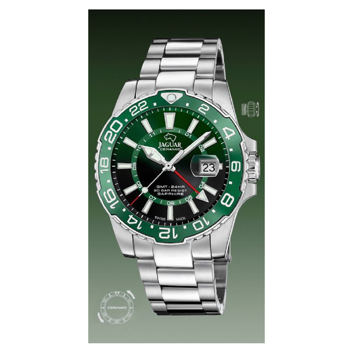 RELOJ JAGUAR SWISS VERDE/NEGRO